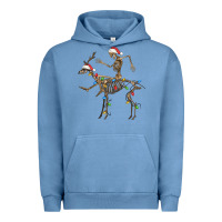 Pigment Pebble Blue skeleton deer santa Urban Hoodie - FaDigitalArtStudio