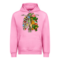 Fuchsia Pink skeleton chest christmas Urban Hoodie - FaDigitalArtStudio