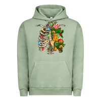 Pigment Oil Green skeleton chest christmas Urban Hoodie - FaDigitalArtStudio