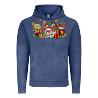 Vintage Denim christmas cow coffee cups Vintage Hoodie - AdoDesignShop