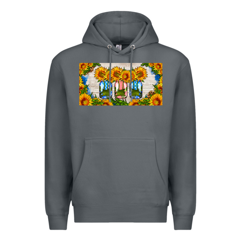 American Mason Jar Sunflower License Plate Premium Hoodie by HRA Design Shop | Teevron