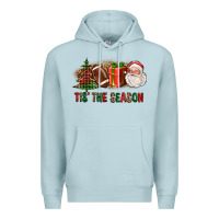 Blue Mist Tis The Season Christmas With Football And Santa Premium Hoodie - FaDigitalArtStudio
