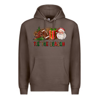 Coffee Tis The Season Christmas With Football And Santa Premium Hoodie - FaDigitalArtStudio