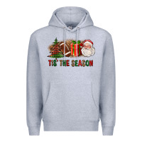 Heather Grey Tis The Season Christmas With Football And Santa Premium Hoodie - FaDigitalArtStudio