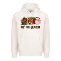 Pale Pink Tis The Season Christmas With Football And Santa Premium Hoodie - FaDigitalArtStudio