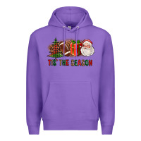 Purple Tis The Season Christmas With Football And Santa Premium Hoodie - FaDigitalArtStudio