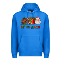 True Royal Tis The Season Christmas With Football And Santa Premium Hoodie - FaDigitalArtStudio