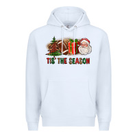 White Tis The Season Christmas With Football And Santa Premium Hoodie - FaDigitalArtStudio