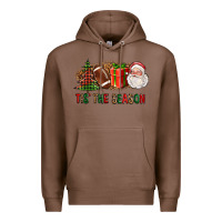 Chestnut Tis The Season Christmas With Football And Santa Premium Hoodie - FaDigitalArtStudio