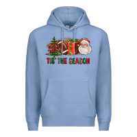 Colony Blue Tis The Season Christmas With Football And Santa Premium Hoodie - FaDigitalArtStudio