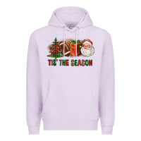 Lilac Tis The Season Christmas With Football And Santa Premium Hoodie - FaDigitalArtStudio