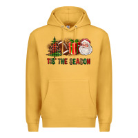 Mustard Tis The Season Christmas With Football And Santa Premium Hoodie - FaDigitalArtStudio