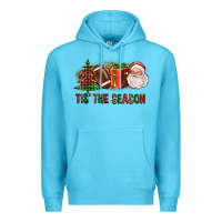 Ocean Blue Tis The Season Christmas With Football And Santa Premium Hoodie - FaDigitalArtStudio