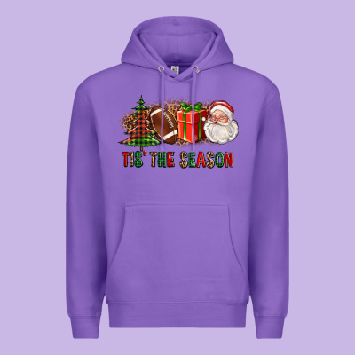 Tis The Season Christmas With Football And Santa Premium Hoodie Designed By Fadigitalartstudio