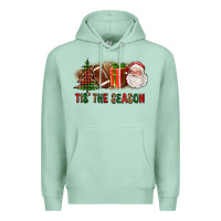Seafoam Tis The Season Christmas With Football And Santa Premium Hoodie - FaDigitalArtStudio