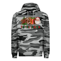 Slate Camo Tis The Season Christmas With Football And Santa Premium Hoodie - FaDigitalArtStudio