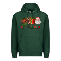 Sports Green Tis The Season Christmas With Football And Santa Premium Hoodie - FaDigitalArtStudio