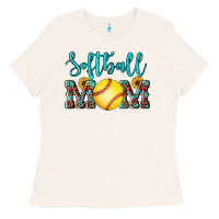 Bone western leopard  sunflowers glitter mom softball Ladies Tee - Artiststas