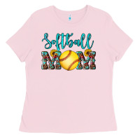 Bubblegum Pink western leopard  sunflowers glitter mom softball Ladies Tee - Artiststas