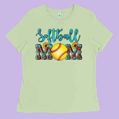 Western Leopard  Sunflowers Glitter Mom Softball Ladies Tee Designed By Artiststas