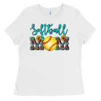 White western leopard  sunflowers glitter mom softball Ladies Tee - Artiststas