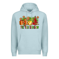 Blue Mist Tis The Season Christmas With Softball And Gingerbread Man Premium Hoodie - FaDigitalArtStudio