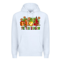 White Tis The Season Christmas With Softball And Gingerbread Man Premium Hoodie - FaDigitalArtStudio