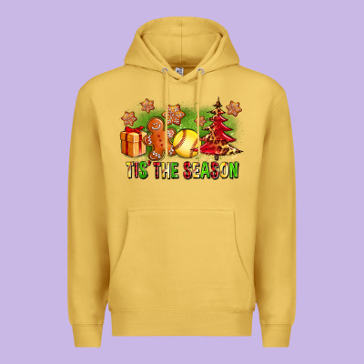 Tis The Season Christmas With Softball And Gingerbread Man Premium Hoodie Designed By Fadigitalartstudio