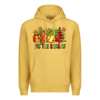 Antique Gold Tis The Season Christmas With Softball And Gingerbread Man Premium Hoodie - FaDigitalArtStudio