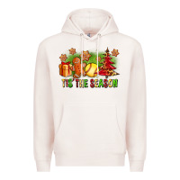 Pale Pink Tis The Season Christmas With Softball And Gingerbread Man Premium Hoodie - FaDigitalArtStudio
