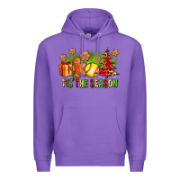 Purple Tis The Season Christmas With Softball And Gingerbread Man Premium Hoodie - FaDigitalArtStudio
