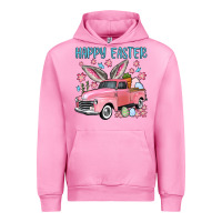 Fuchsia Pink Happy Easter truck Urban Hoodie - OliviaCreatesArt