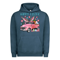 Pigment Midnight Navy Happy Easter truck Urban Hoodie - OliviaCreatesArt