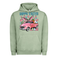 Pigment Oil Green Happy Easter truck Urban Hoodie - OliviaCreatesArt