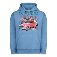 Pigment Pebble Blue Happy Easter truck Urban Hoodie - OliviaCreatesArt