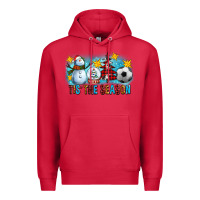 Cardinal Tis The Season Christmas With Soccer Ball And Snowman Premium Hoodie - FaDigitalArtStudio