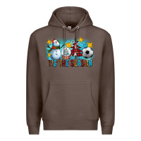 Coffee Tis The Season Christmas With Soccer Ball And Snowman Premium Hoodie - FaDigitalArtStudio