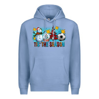 Colony Blue Tis The Season Christmas With Soccer Ball And Snowman Premium Hoodie - FaDigitalArtStudio
