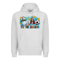 Dove Grey Tis The Season Christmas With Soccer Ball And Snowman Premium Hoodie - FaDigitalArtStudio