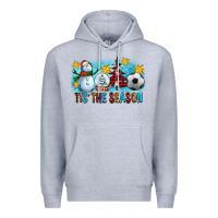 Heather Grey Tis The Season Christmas With Soccer Ball And Snowman Premium Hoodie - FaDigitalArtStudio