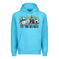 Ocean Blue Tis The Season Christmas With Soccer Ball And Snowman Premium Hoodie - FaDigitalArtStudio
