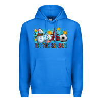 True Royal Tis The Season Christmas With Soccer Ball And Snowman Premium Hoodie - FaDigitalArtStudio