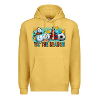 Antique Gold Tis The Season Christmas With Soccer Ball And Snowman Premium Hoodie - FaDigitalArtStudio