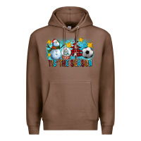 Chestnut Tis The Season Christmas With Soccer Ball And Snowman Premium Hoodie - FaDigitalArtStudio