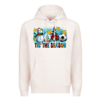 Pale Pink Tis The Season Christmas With Soccer Ball And Snowman Premium Hoodie - FaDigitalArtStudio