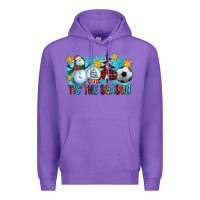 Purple Tis The Season Christmas With Soccer Ball And Snowman Premium Hoodie - FaDigitalArtStudio