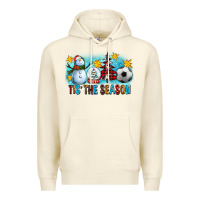 Sandshell Tis The Season Christmas With Soccer Ball And Snowman Premium Hoodie - FaDigitalArtStudio