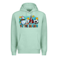 Seafoam Tis The Season Christmas With Soccer Ball And Snowman Premium Hoodie - FaDigitalArtStudio