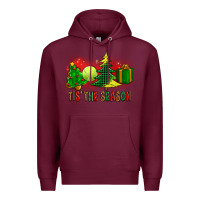 Burgundy tis the season christmas with tennis ball and tree cookie Premium Hoodie - FaDigitalArtStudio