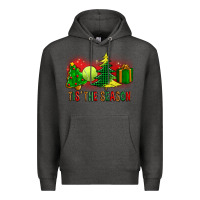 Charcoal Heather tis the season christmas with tennis ball and tree cookie Premium Hoodie - FaDigitalArtStudio